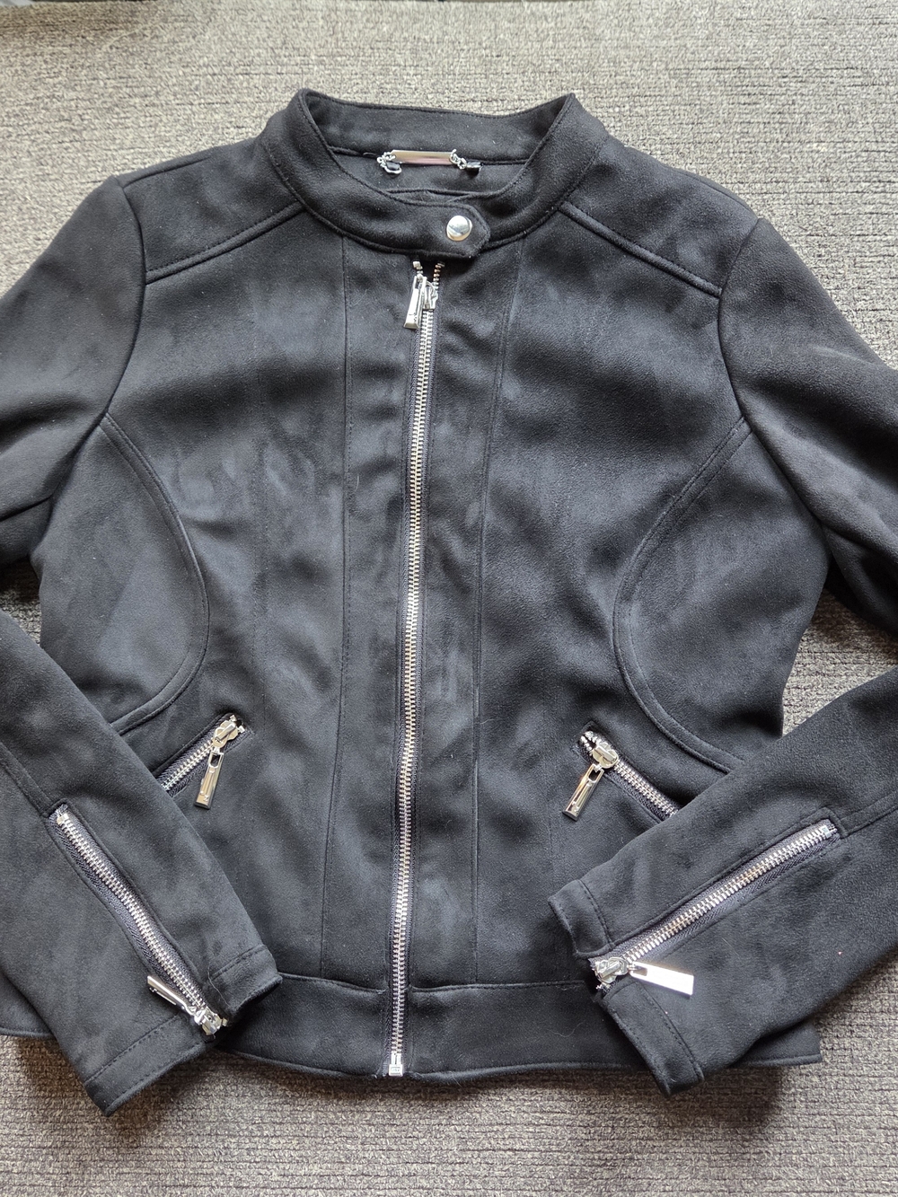 J2 Women's Black Zip-Front Jacket Soft Suede